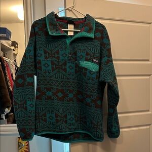 Patagonia Men's Zip-Up Sweater in Teal and Brown